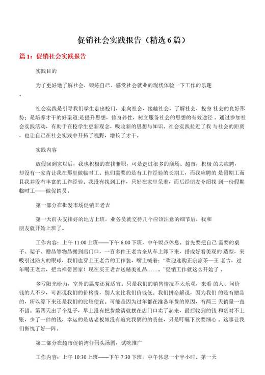 促销社会实践报告