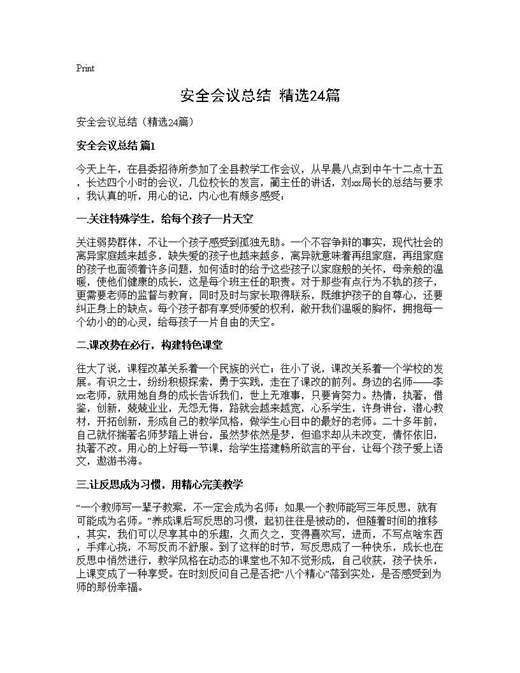 安全会议总结(精选)