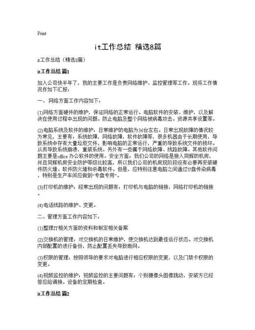 it工作总结(精选)