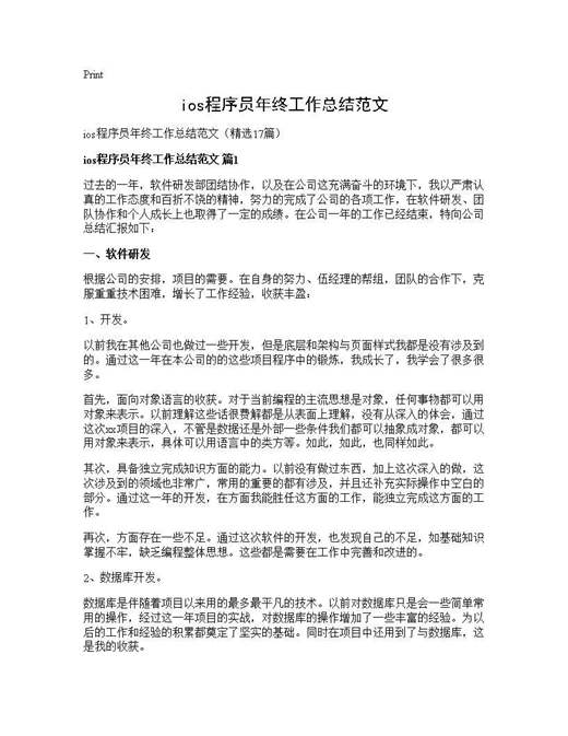 ios程序员年终工作总结范文