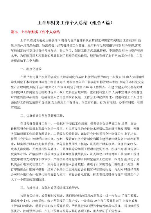 上半年财务工作个人总结