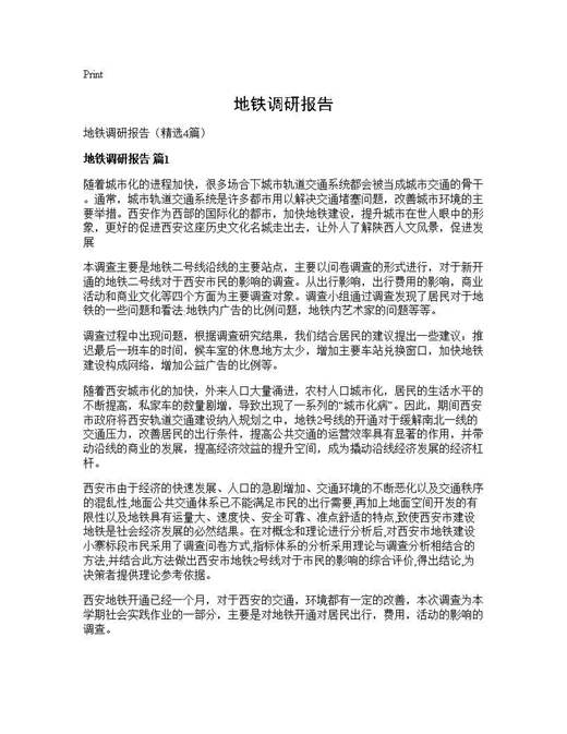 地铁调研报告