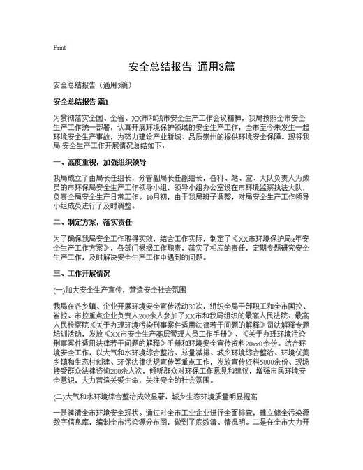 安全总结报告(通用)