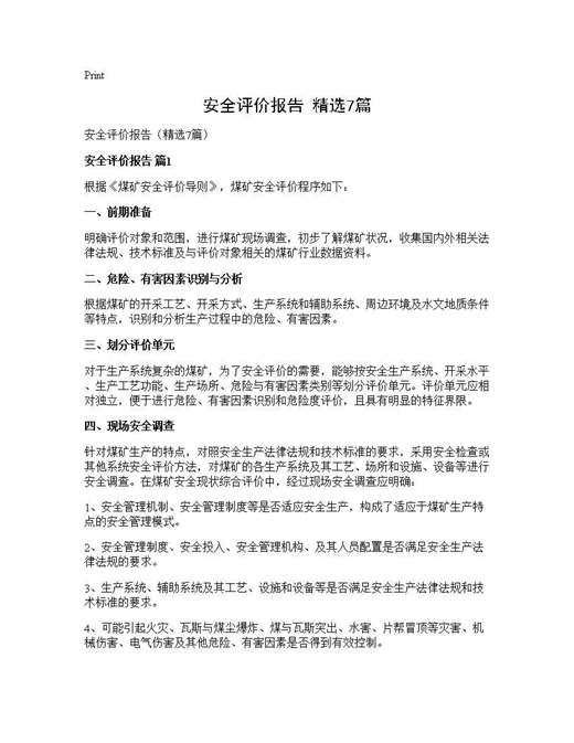 安全评价报告(精选)
