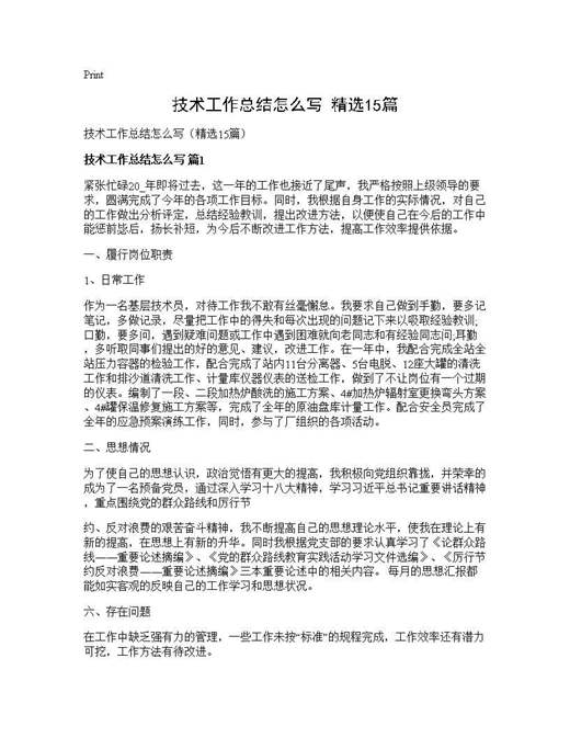 技术工作总结怎么写(精选)