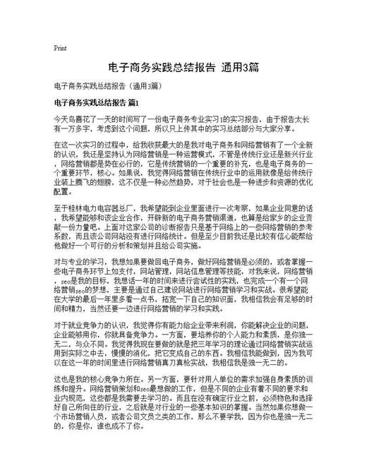 电子商务实践总结报告(通用)