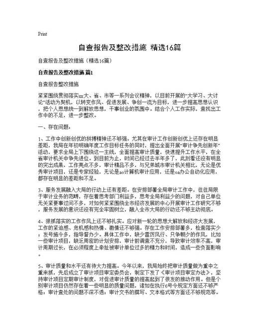 自查报告及整改措施(精选)