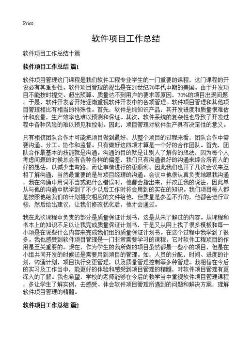 软件项目工作总结