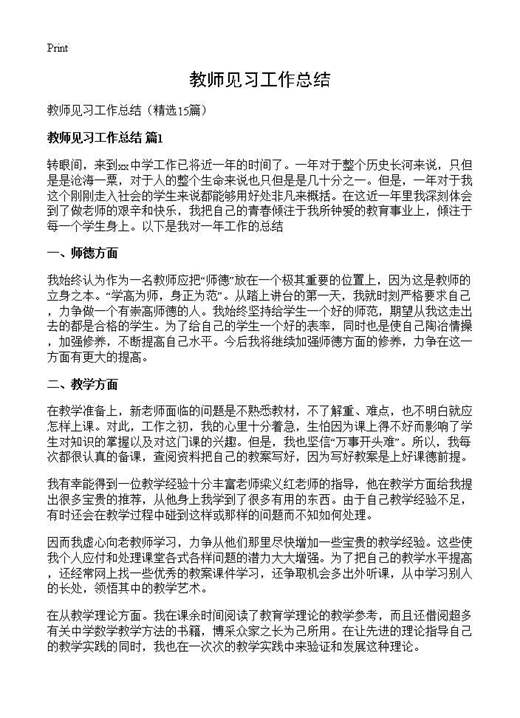 教师见习工作总结