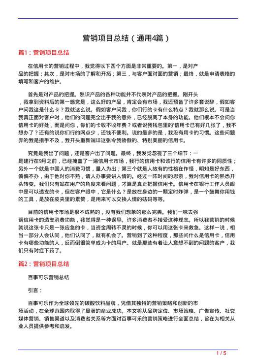 营销项目总结