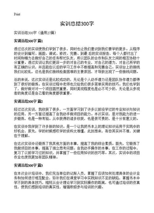 实训总结300字