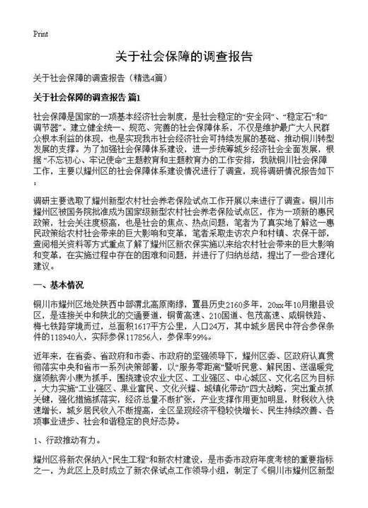 关于社会保障的调查报告