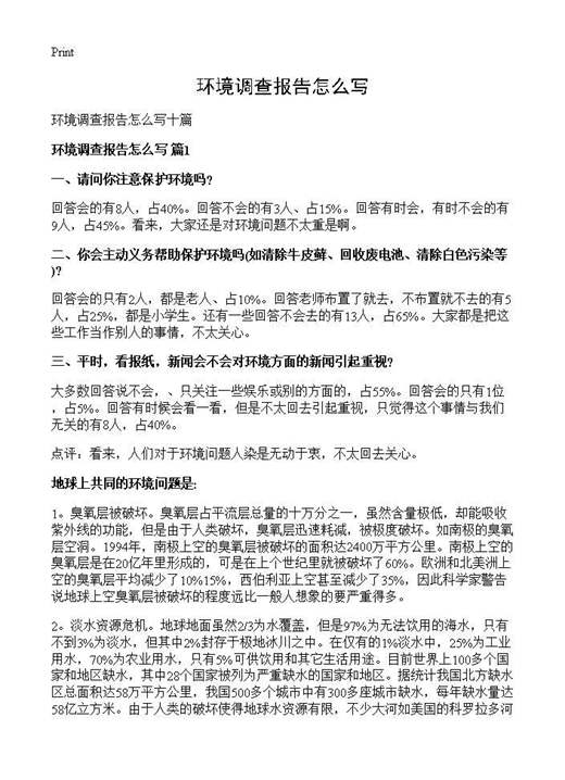 环境调查报告怎么写
