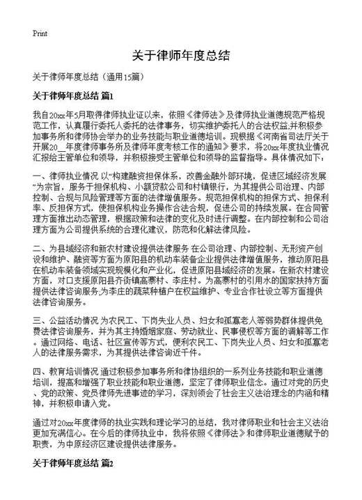 关于律师年度总结