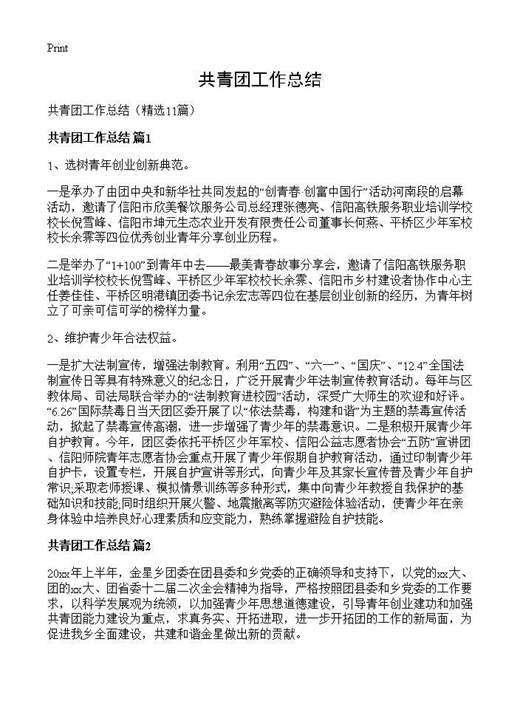 共青团工作总结