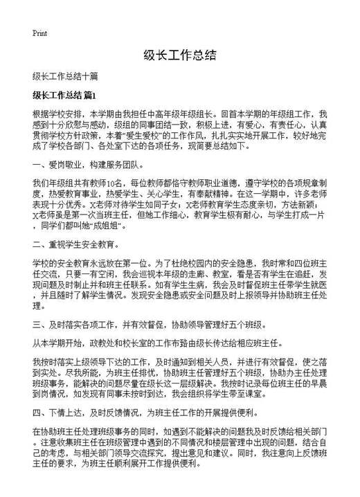 级长工作总结