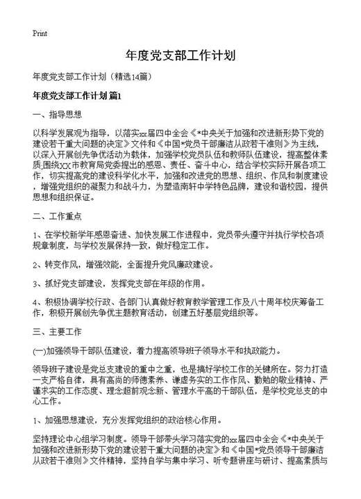 年度党支部工作计划