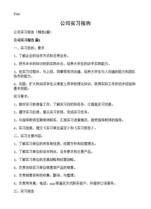 公司实习报告