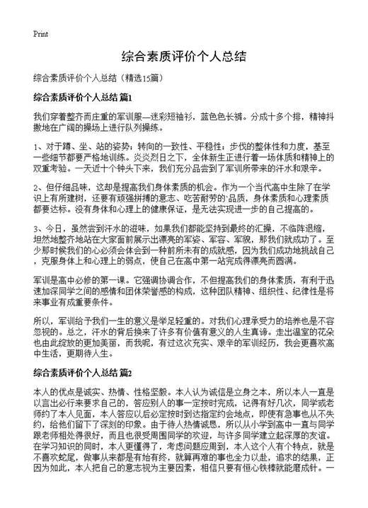 综合素质评价个人总结