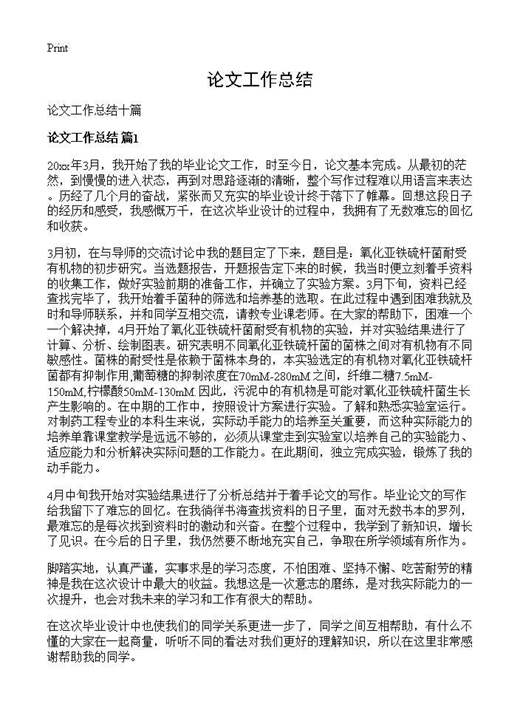 论文工作总结
