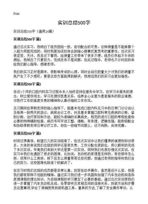 实训总结500字