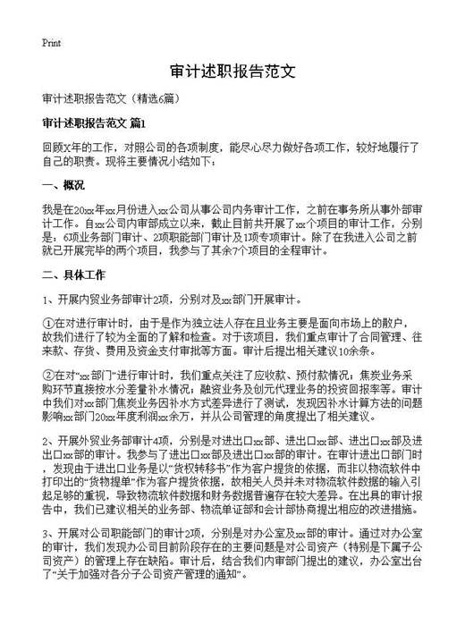 审计述职报告范文