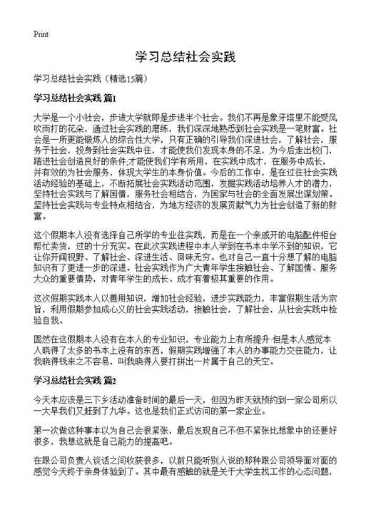 学习总结社会实践