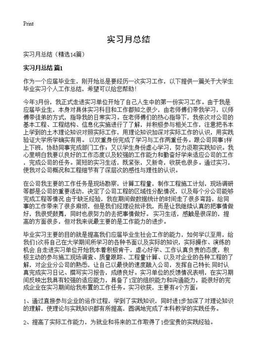 实习月总结