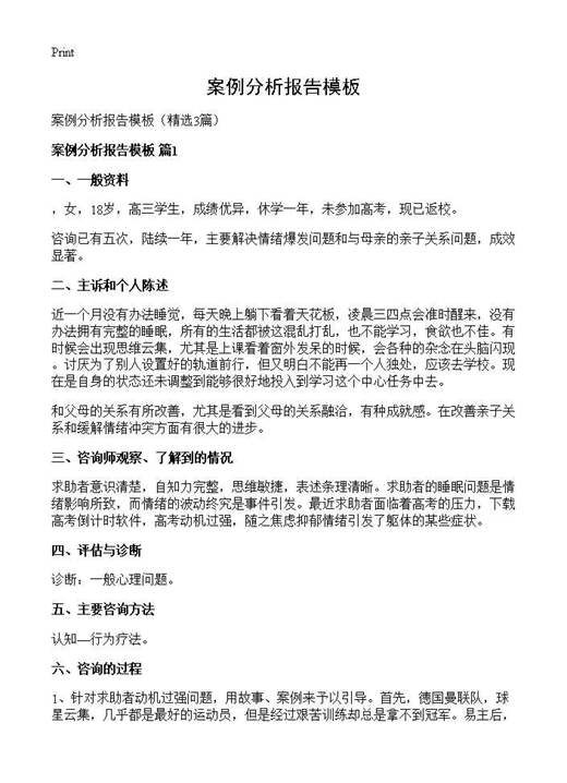 案例分析报告模板