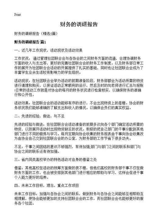 财务的调研报告