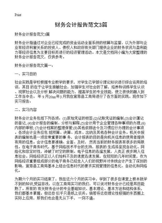 财务会计报告范文