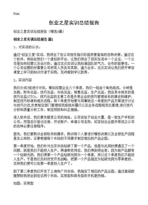 创业之星实训总结报告