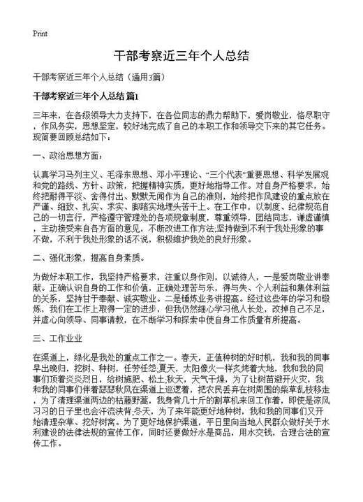 干部考察近三年个人总结