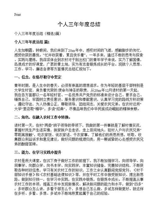 个人三年年度总结