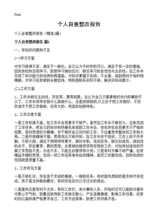 个人自查整改报告