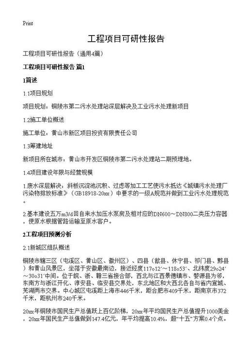 工程项目可研性报告