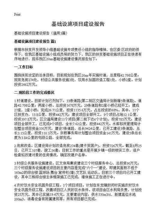 基础设施项目建设报告