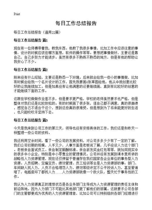 每日工作总结报告