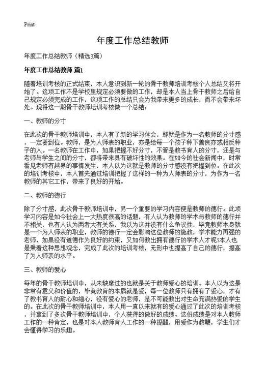 年度工作总结教师