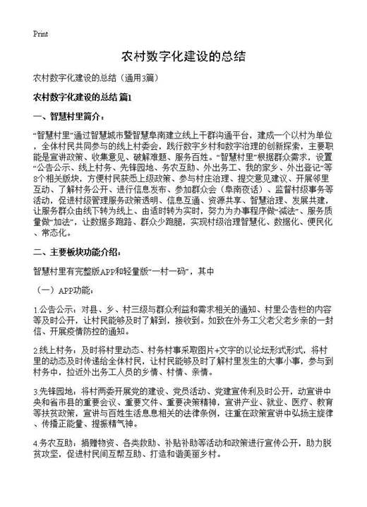 农村数字化建设的总结